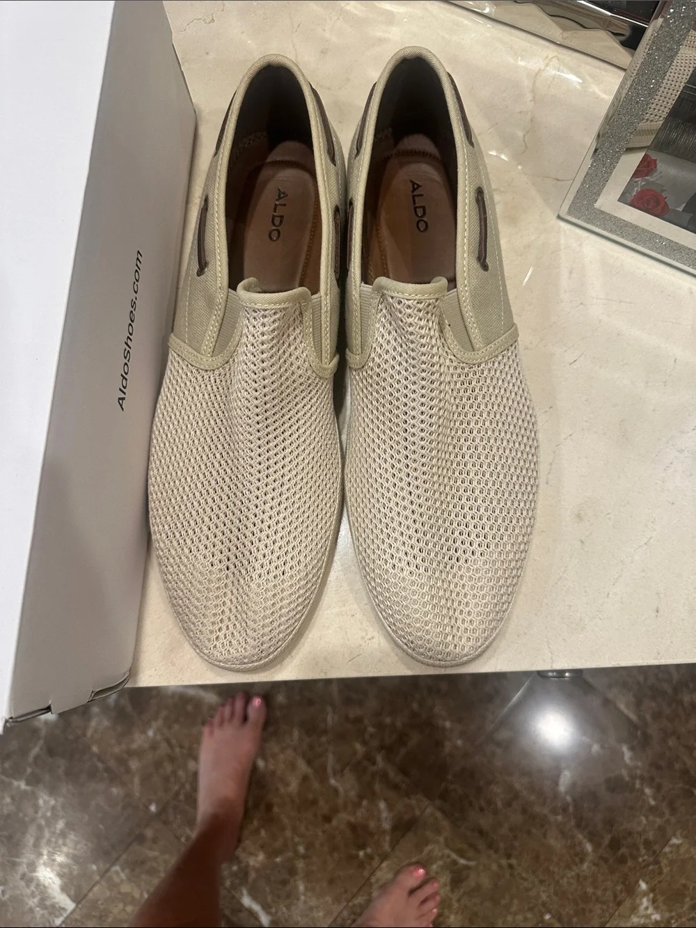 ALDO Men's Slip-On Mesh Loafers in Beige